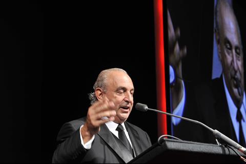 Sir Philip Green collects Outstanding Contribution to Retail award